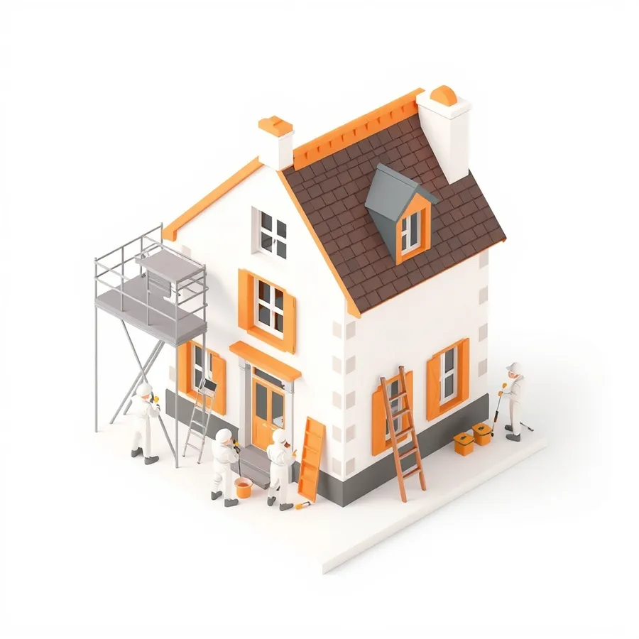 Travaux de peinture sur une maison à Montpellier — illustration